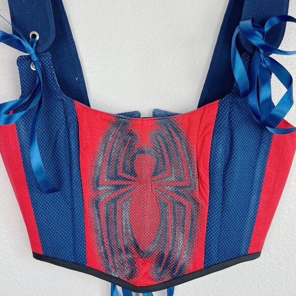 Hand Crafted Spider-Man Inspired Corset Top - Picture 2 of 9
